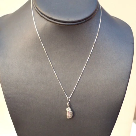 Genuine Pink Sapphire Ruby Nugget Sterling Pendant - Picture 2 of 6